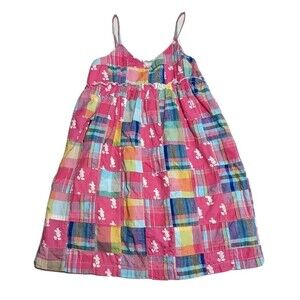 Disney Parks Patchwork Plaid Dress Girls M Mickey Mouse Print Pink